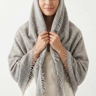 Undyed Cashmere Travel Wrap: Natural Melange