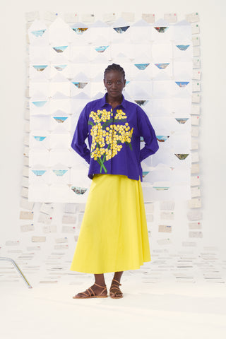 Greta Hand-Embroidered Mimosa Branch Shirt