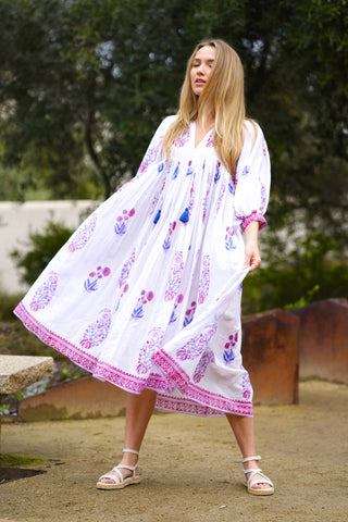 Mylah Midi Dress Block Printed White Multi