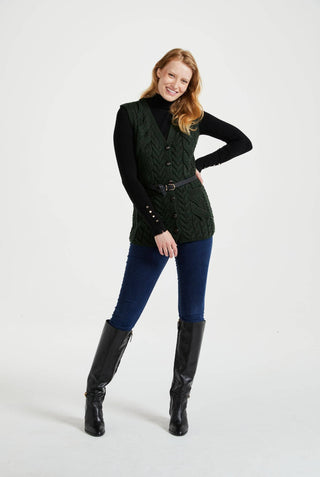 Saoirse Irish Knit Gilet, Green