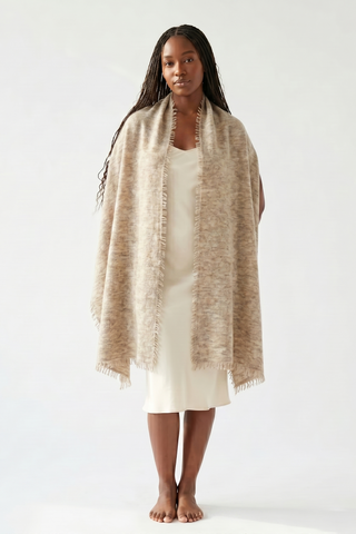 Undyed Cashmere Travel Wrap: Natural Melange