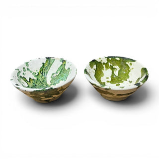 Handmade Green Splatter Ceramic Bowl | Rustic Moroccan Serving Bowl