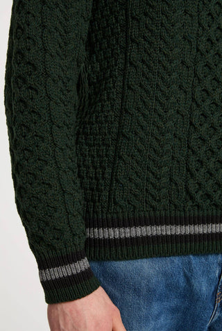 Inishbeg Mens Stripe Crewneck Sweater, Green