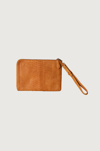 Bly Python Clutch, Cognac