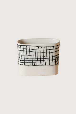 Stria Short Grid Vase, Medium