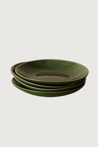 Dadasi Stoneware Dinner Plates, Set of 4; Matte & Gloss Green