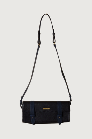 Clara Large Leather Purse, Black & Navy