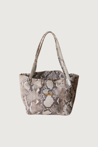 Jackie Mini Python Tote, Sand