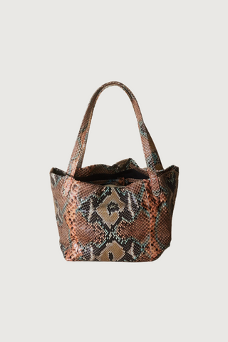 Jackie Mini Python Tote, Coral