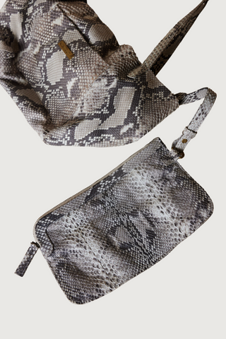 Jackie Mini Python Tote, Sand