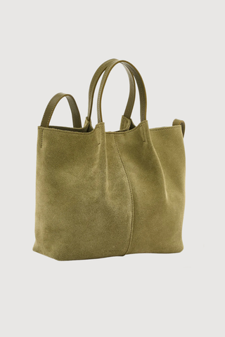 Nina Suede Leather Crossbody, Bamboo