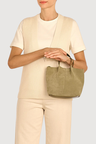 Nina Suede Leather Crossbody, Bamboo