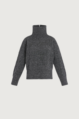 Sola Wool-Blend Turtleneck Sweater, Dark Gray