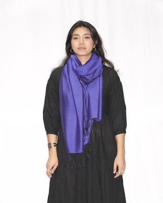 Silky Water Pashmina-Navy
