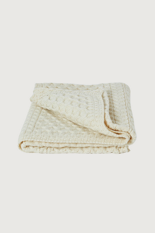 Bertra Irish Wool Throw Blanket, Cream; 36"x60"