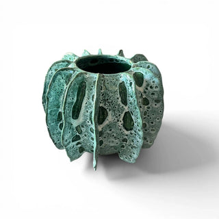 Sculptural Green Ceramic Vase Handmade Moroccan Artisan Vessel