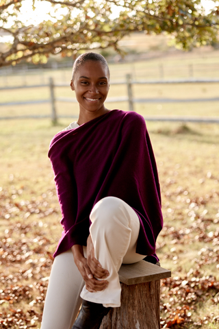 Cashmere Poncho, Eggplant