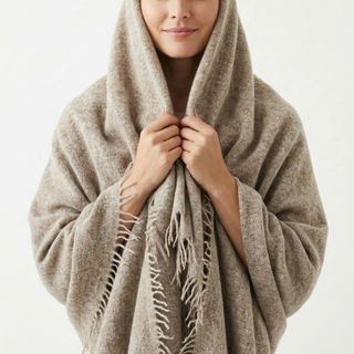 Undyed Cashmere Travel Wrap: Natural Melange