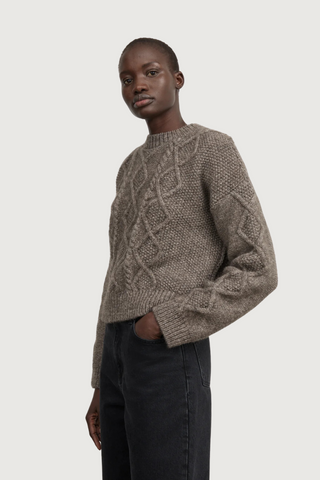 Ellen Merino Wool Sweater, Light Brown