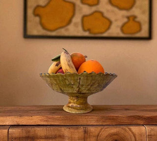Tamegroute Green Fruit Bowl or Planter – Handmade Moroccan Pottery: Green / 8" x 5" (20 x 12 cm)