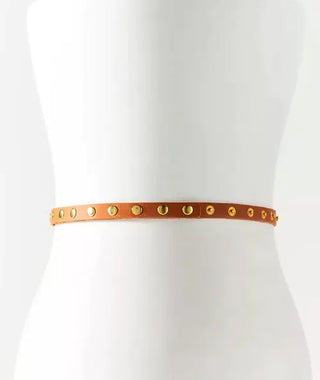 Cala Belt – Cognac | Skinny Snap Belt | One-Size Adjustable