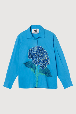 Greta Hand-Embroidered Hydrangea Shirt