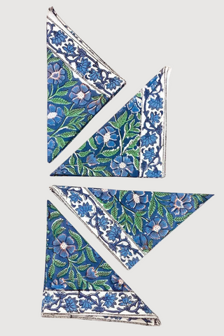 Sage & Blue Block Print Napkin Set