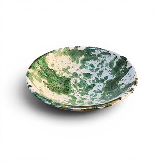Handmade Green Splatter Ceramic Bowl | Rustic Moroccan Serving Bowl
