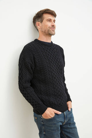 Inisheer Irish Knit Men's Sweater, Black