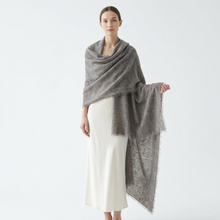 Undyed Cashmere Travel Wrap: Natural Melange