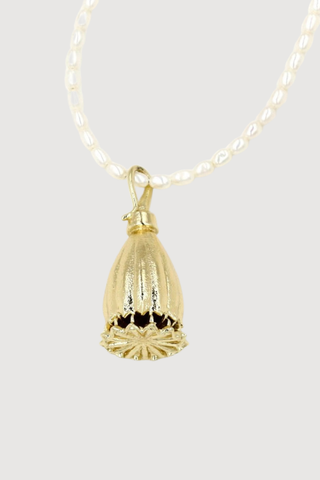Poppy Seed Pod Pendant Necklace, XL Opera