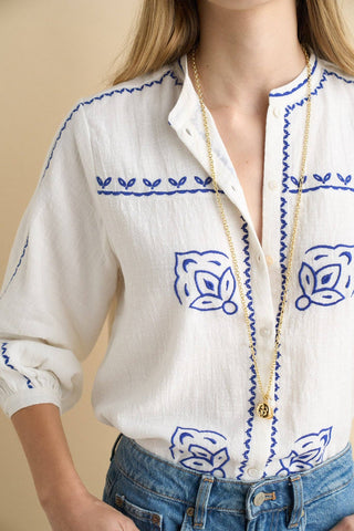 Maya Embroidered Blouse, White