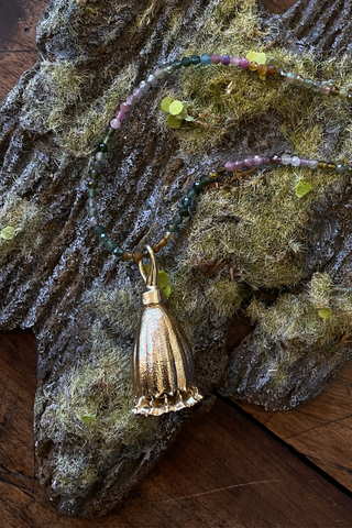 Poppy Seed Pod Pendant Necklace, XL Opera
