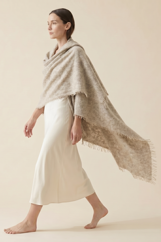 Undyed Cashmere Travel Wrap: Natural Melange