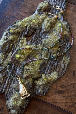 Poppy Seed Pod Pendant Necklace, XL Opera