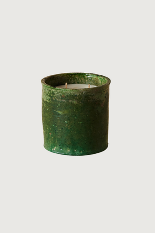 Large 3-Wick Soy Scented Candle in Tamegroute Vessel, Green Glaze