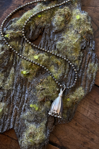 Poppy Seed Pod Pendant Necklace, XL Opera