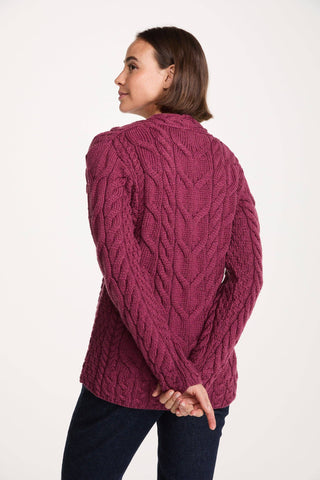 Tralee Merino V-Neck Sweater, Berry