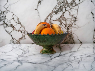Handmade Fruit Bowls Tamegroute Bowls Green Glazed Pottery: 10"x6" (25 x 14 cm)