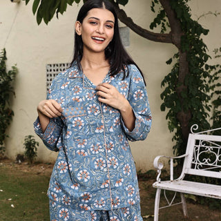 Block Printed Pajamas- 3 Piece Set