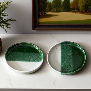 Handmade Two-Toned Moroccan Plates | Green & White Speckled