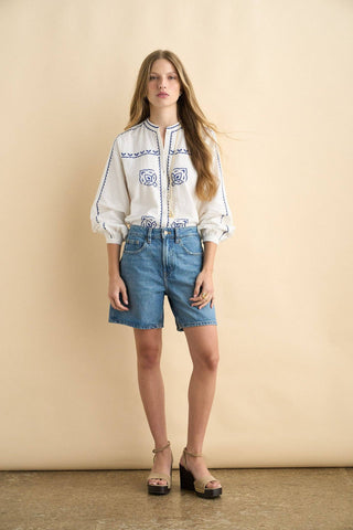 Maya Embroidered Blouse, White