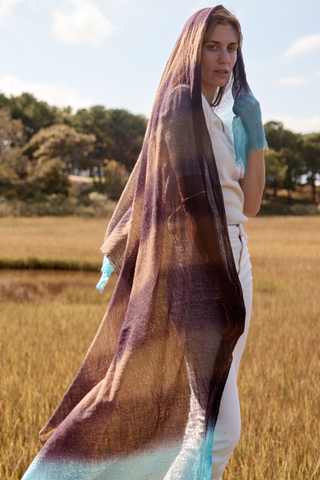 St. Tropez Striped Dip Dye Cashmere Shawl