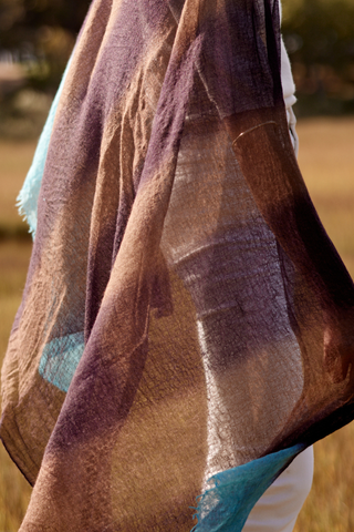 St. Tropez Striped Dip Dye Cashmere Shawl