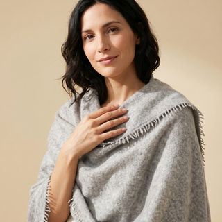 Undyed Cashmere Travel Wrap: Natural Melange