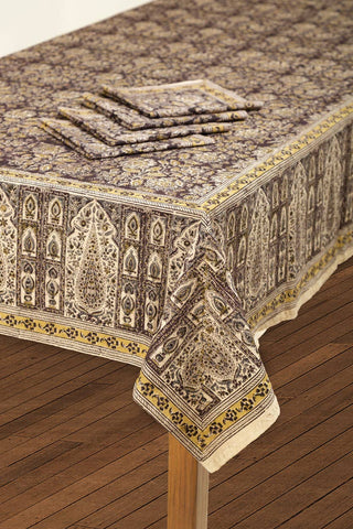 Black & Ivory Block Print Tablecloth