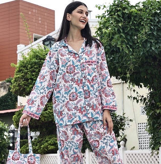 Block Printed Pajamas- 3 Piece Set