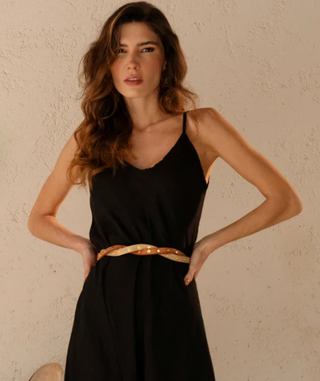 Cala Belt – Cognac | Skinny Snap Belt | One-Size Adjustable