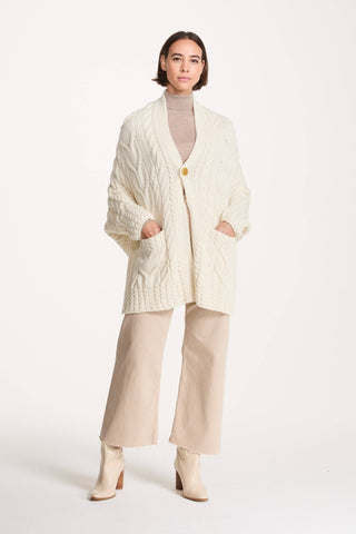 Knocknarea Ladies Merino Wrap Cardigan, Cream