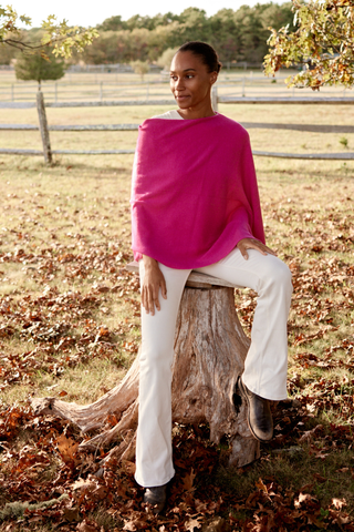 Cashmere Poncho, Fuchsia